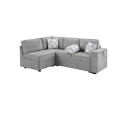 Convertible Sectional L-Shaped Sofa With Dual Pull-Out Sleepers, Flip-Top Table, USB Ports, Cup Holder & Storage
