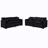 Modern Chenille Oversized Deep Seat Luxury 2 Piece Sofa Set With 4 Pillows