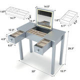 Vanity Table With LED Lights, Flip-Top Mirror And 2 Drawers, Jewelry Storage