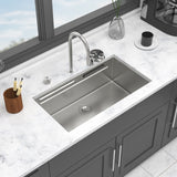 Undermount Stainless Steel Kitchen Sink With Pull Down Faucet & Ledge Workstation