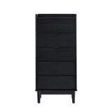 Modern Minimalist 5 Drawer Gallery Top Dresser - Black