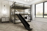Twin Size House Loft Bed With Slide And Ladder - Black