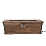 Outdoor Patio Rectangle Gas Burning Fire Pit 50, 000 Btu, Wood Pattern - Brown