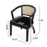 Elegant Dining Chair With Cane Web Backrests And Velvet Upholstery