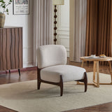 Modern Boucle Lounge Chair With Solid Wood Fram