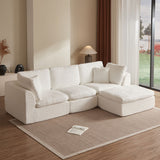 Cloud Sectional Couch, Convertible With Ottoman, 3 Seater Modular Design