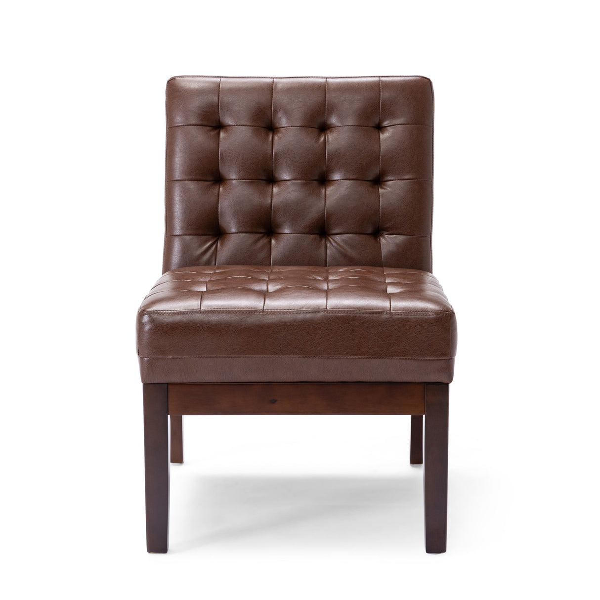 Contemporary Accent Chair With Tufted Waffle Stitch - Dark Brown