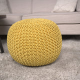Bordeaux - Knitted Cotton Round Pouf Ottoman, Floor Cushion