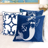 Liz Mermaid Pillow Cover With Matching Back And Hidden Zipper - Indigo