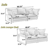 Modern Comfy Upholstered Sofa Cloud Couch, Deep Seat Couches With Multiple Large Soft Pillows