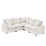 Modern L Shape Modular Sofa, 5 Seat Chenille Sectional Couch Set With 2 Pillows Included, Freely Combinable Indoor Funiture For Living Room, Apartment, Office