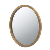Circle Wall Mirror With Wooden Frame, Wall Mirror For Living Room
