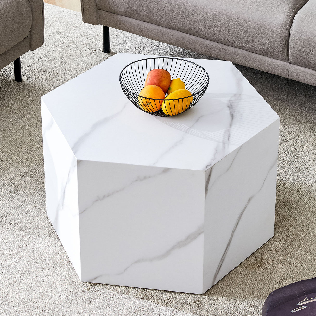 Modern Coffee Table With Complex Texture Patterns, Stylish And Durable Design - White