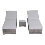 3 Piece Chaise Lounge Set With Adjustable Reclining - Gray Mix