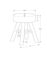 Ottoman, Pouf, Footrest, Foot Stool, Round Velvet, Natural Wood Legs, Contemporary, Modern