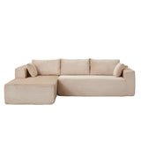 Compression Sectional Couch With Comfy Chaise, Boneless L Shape Sofa With Deep Seat