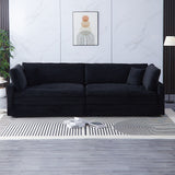 Elegant Corduroy Sofa With Throw Pillows And Backrests