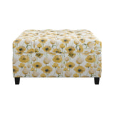 Floral Storage Ottoman With Traditional Design - Gold