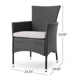 Dimensional Outdoor Dining Chair With Cushion Seat And Iron Frame (Set of 2)