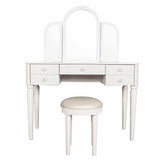 Mirrored Makeup Vanity Table Set With Adjustable Lighting And Storage