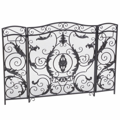 Mariella - Traditional Floral Iron Fireplace Screen With Ornate Design