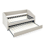 Elegant Daybed With Trundle Upholstered Tufted Sofa Bed