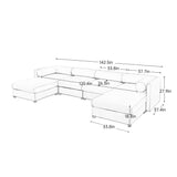 Contemporary Elegant White Chenille Sofa With Storage And Ottoman