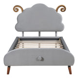 Upholstered Platform Bed With Sheep Shaped Headboard