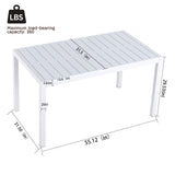 Modern Long Table, UV Resistant And Rust Proof, Pp Tabletop, UV Resistant Powder Coated Metal Legs - Snow White