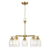 Elegance 5 Lights Linear Arms With Chain Chandelier - Clear / Gold