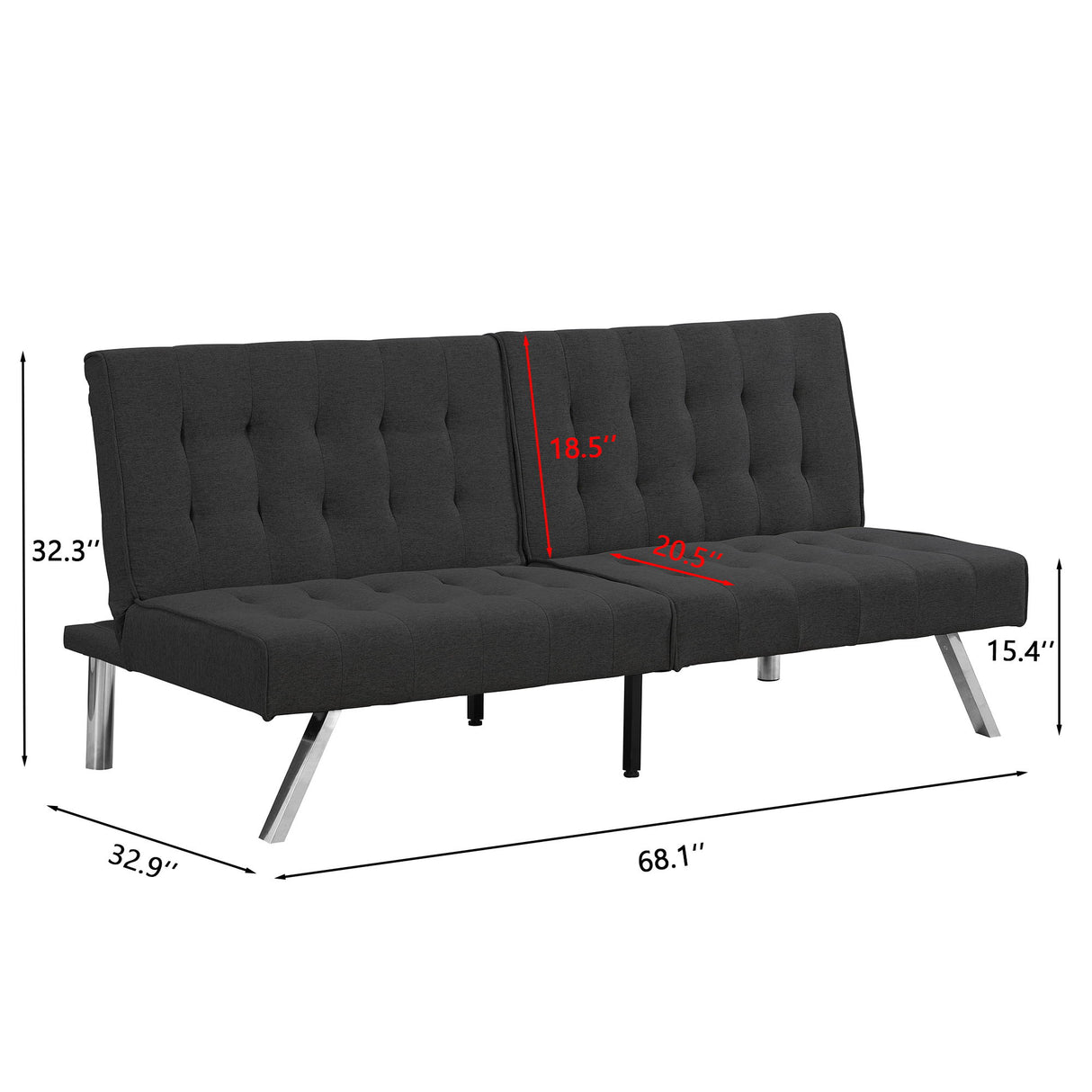 Modern Sofa Bed With Wood Frame And Stainless Legs