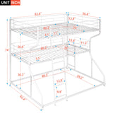 Industrial Triple Bunk Bed With Dual Ladders Frame, Space Saving Design