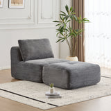 Single Chaise Longue With Movable Ottoman For Living Room