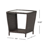 Trenton - Outdoor Side Table With Glass Top - Brown Rattan