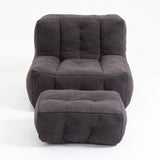 Modern Indoor Fluffy Bean Bag Chair With Memory Foam And Ottoman, Super Soft