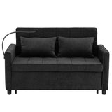 Loveseat Sofa Bed Sleeper With Reversible Backrest, Side Pockets, USB Ports, Phone Holder