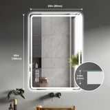 LED Bathroom Mirror Vanity Mirrors With Front Lights Wall Mounted Anti-Fog Frameless Make Up Mirror With Light Copper Free Silver Mirror Horizontal Or Vertical - Silver