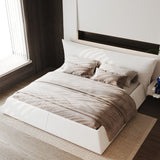 King Size Platform Bed With Special-Shaped Headboard - Cream