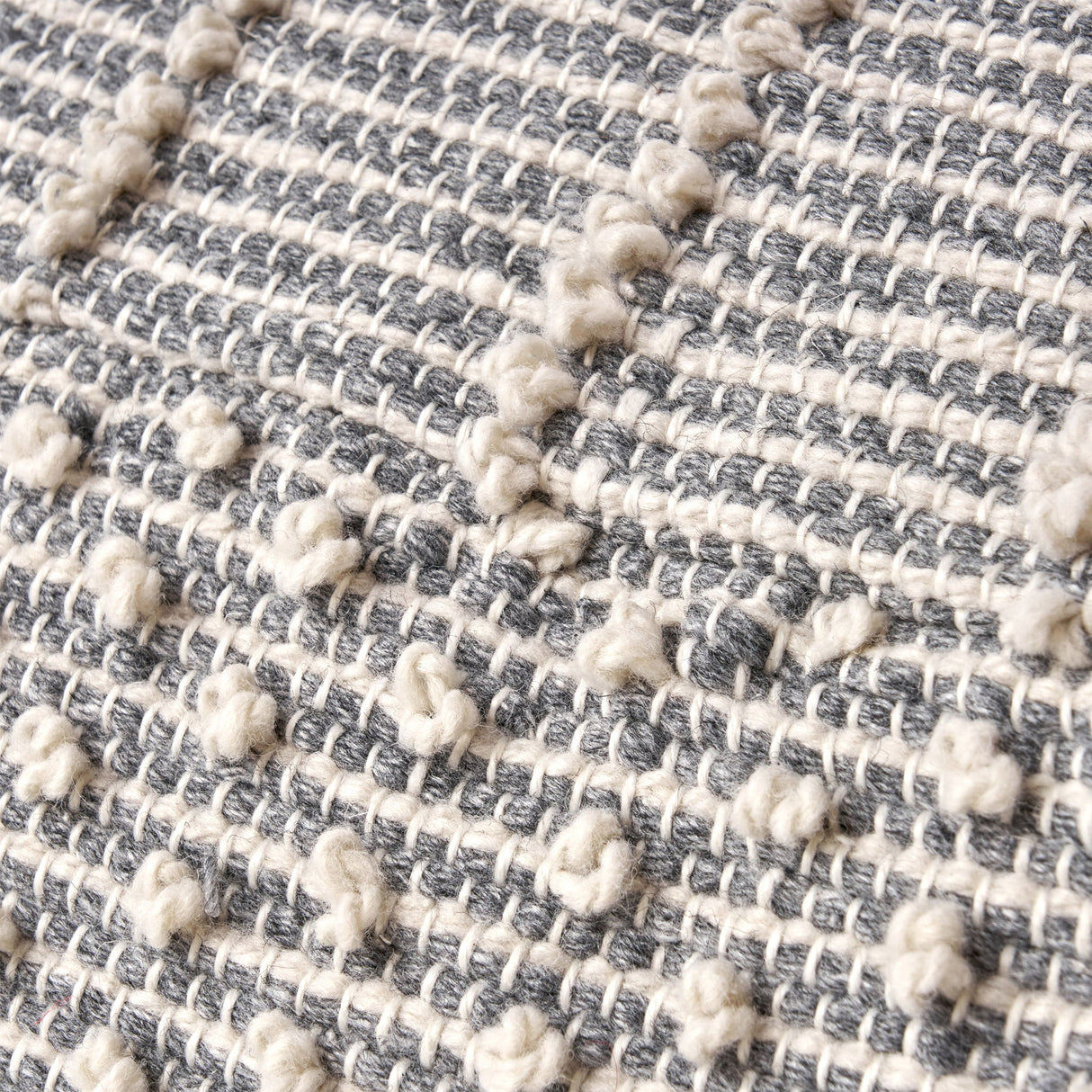 Diamond - Handcrafted Faux Yarn Pouf - Ivory / Gray