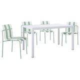4 Piece Set Of Modern Color Block Designed Single Chairs With Long Table
