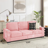 Modern Snowfleece Fabric 3 Seater Sofa With Cup Holder