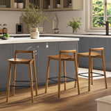 Sven - Modern Minimalist Low Back Counter Stool - Dark Brown Walnut