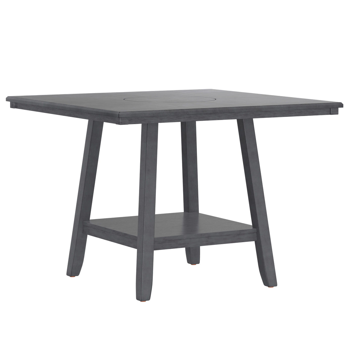Counter Height Dining Table With Tapered Base And Lazy Susan - Gray