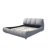 Luxury Upholstered Platform Bed With Oversized Padded Backrest And Solid Wood Frame