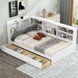 Platform Bed With Storage Headboard, Shelves And 2 Drawers