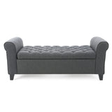 Hayes - Contemporary Armed Storage Bench With Rolled Arms And Button Tufting