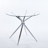 Compact Dining Table With Glass Top - Chrome