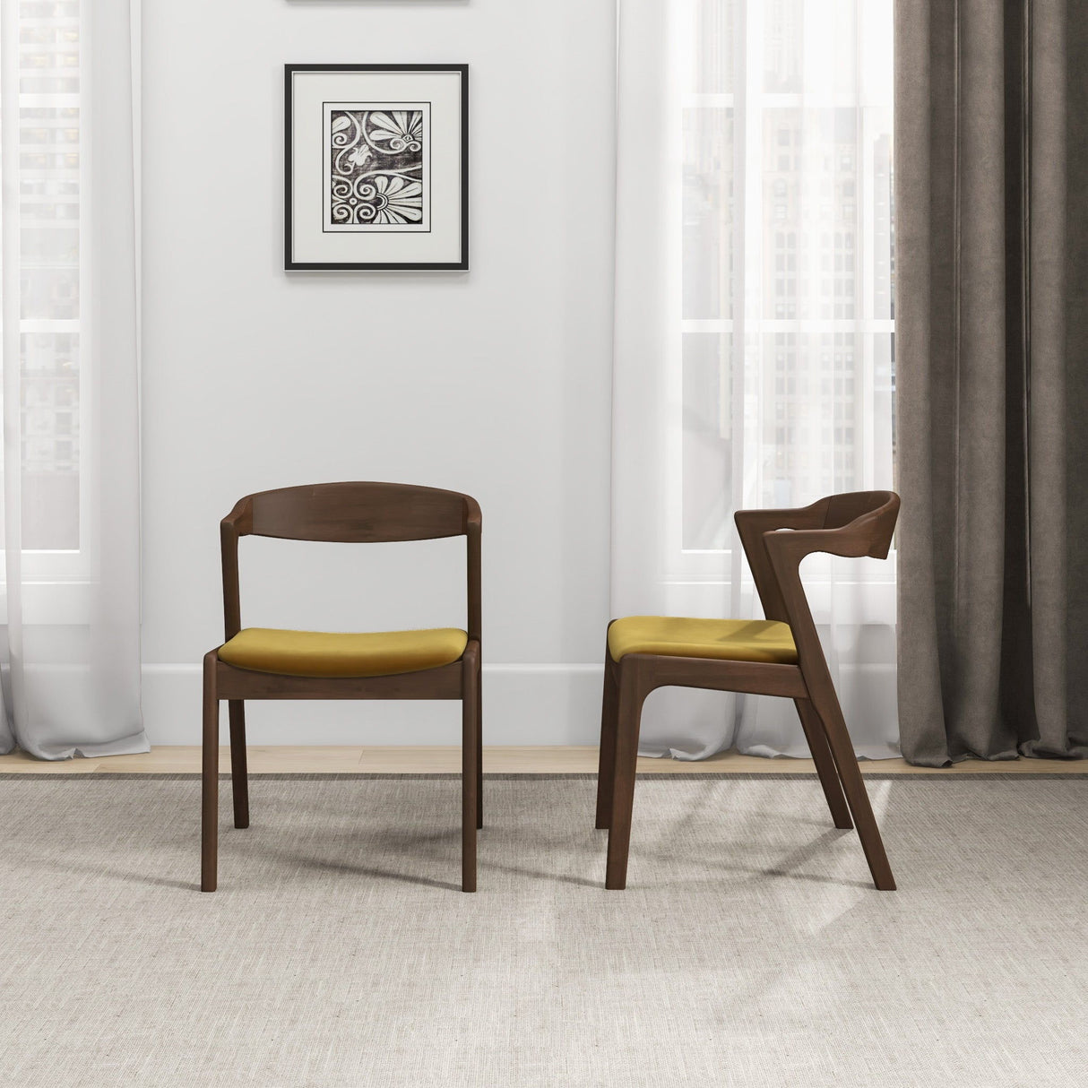 Dakota - Mid-Century Modern Velvet Dining Chair (Set of 2)