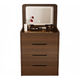 3 In 1 Vanity Desk With Flip Top Mirror, Compact Makeup Table With Glass Top And 3 Drawers