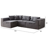 Modular L Shaped Sectional Compressed Sofa, Free Combination